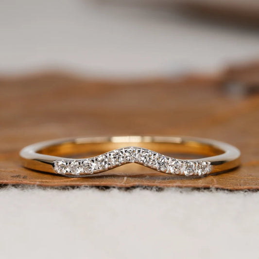 Yellow Gold Curved Wedding Band For Women