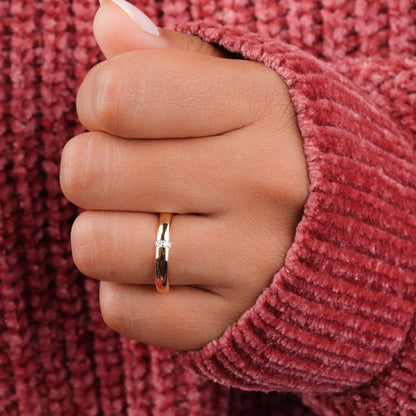 Dainty Bubble Ring Minimalist Line Dome Promise Ring