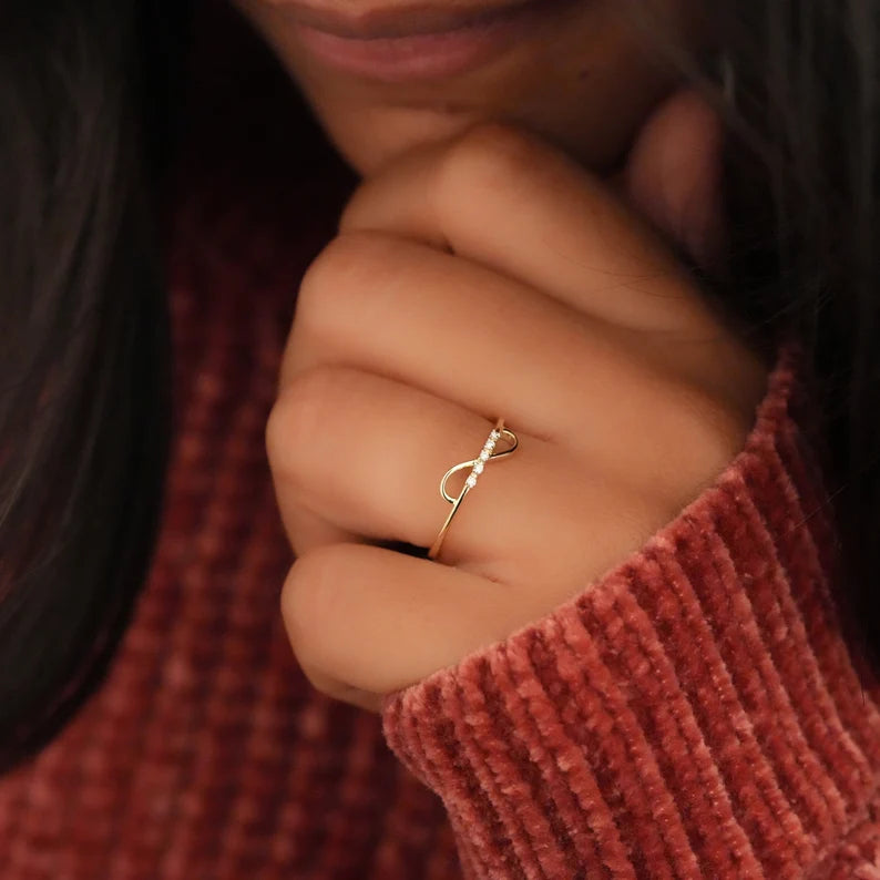 Half Eternity Ring Ethereal 5 diamond Promise Ring