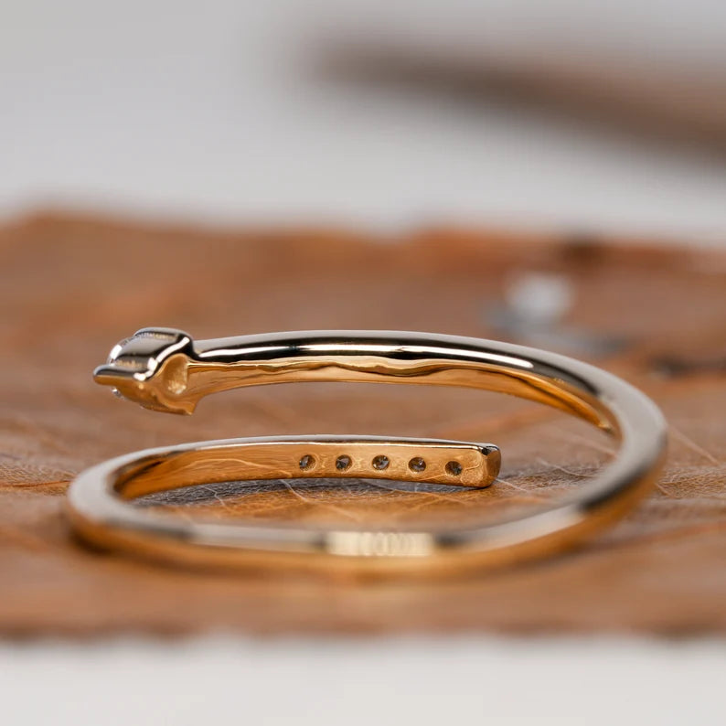 Gold Plated Open Wrapped Single Bezel Diamond Band